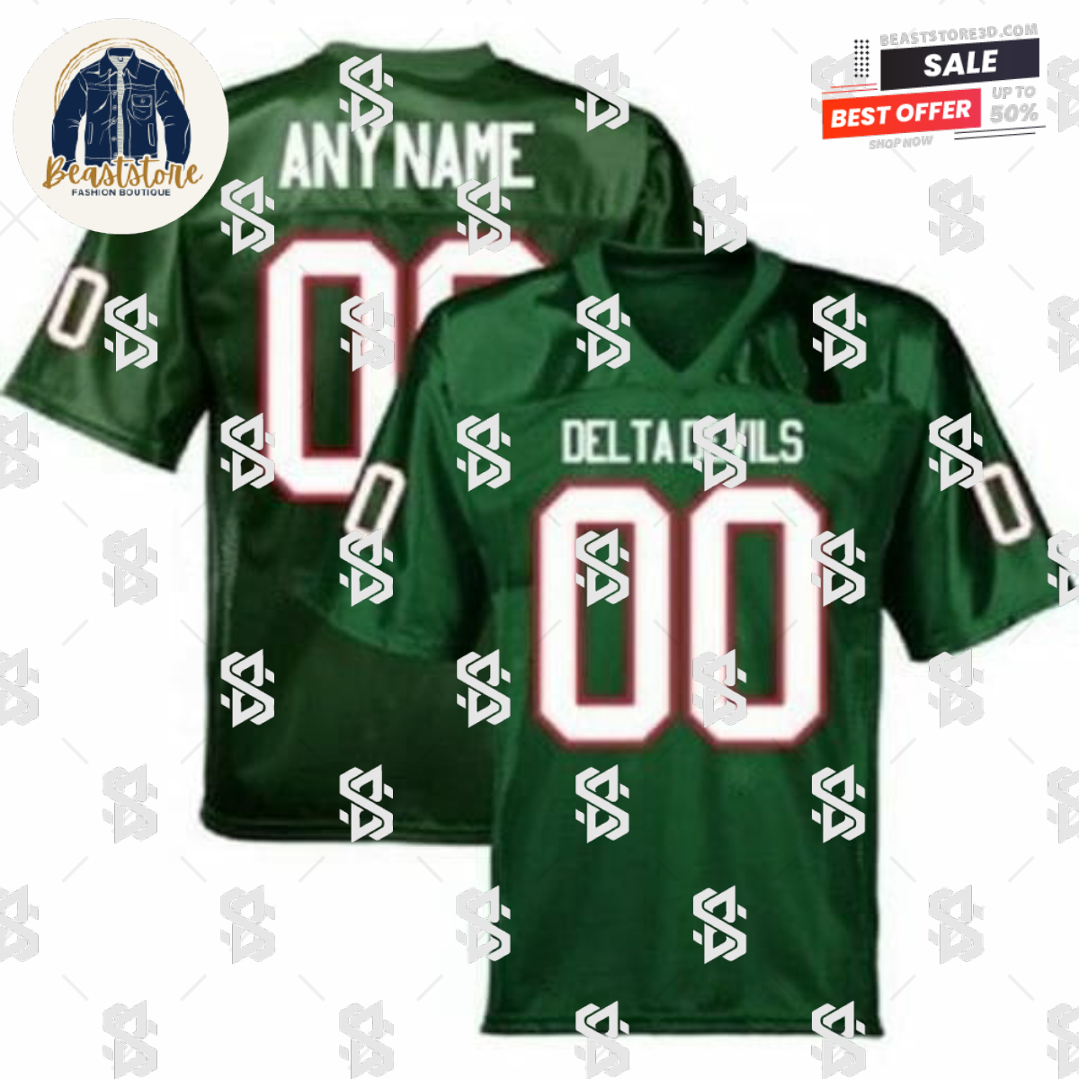 Delta Devils Custom Jersey Name Number Football