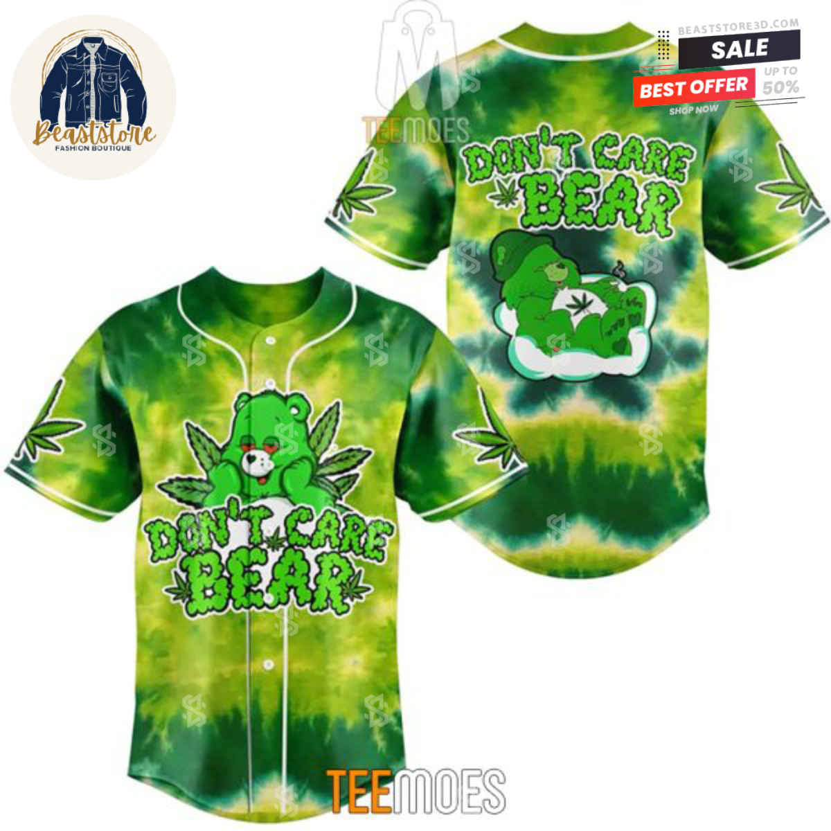 Don’t Care Bear Cannabis Tiedye Baseball Jersey