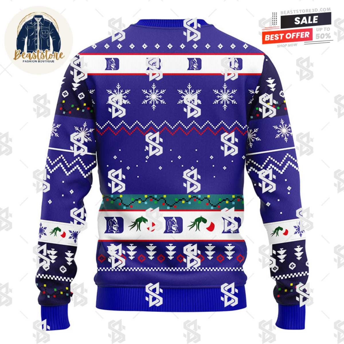Duke Blue Devils 12 Grinch Xmas Day Christmas Ugly Sweater