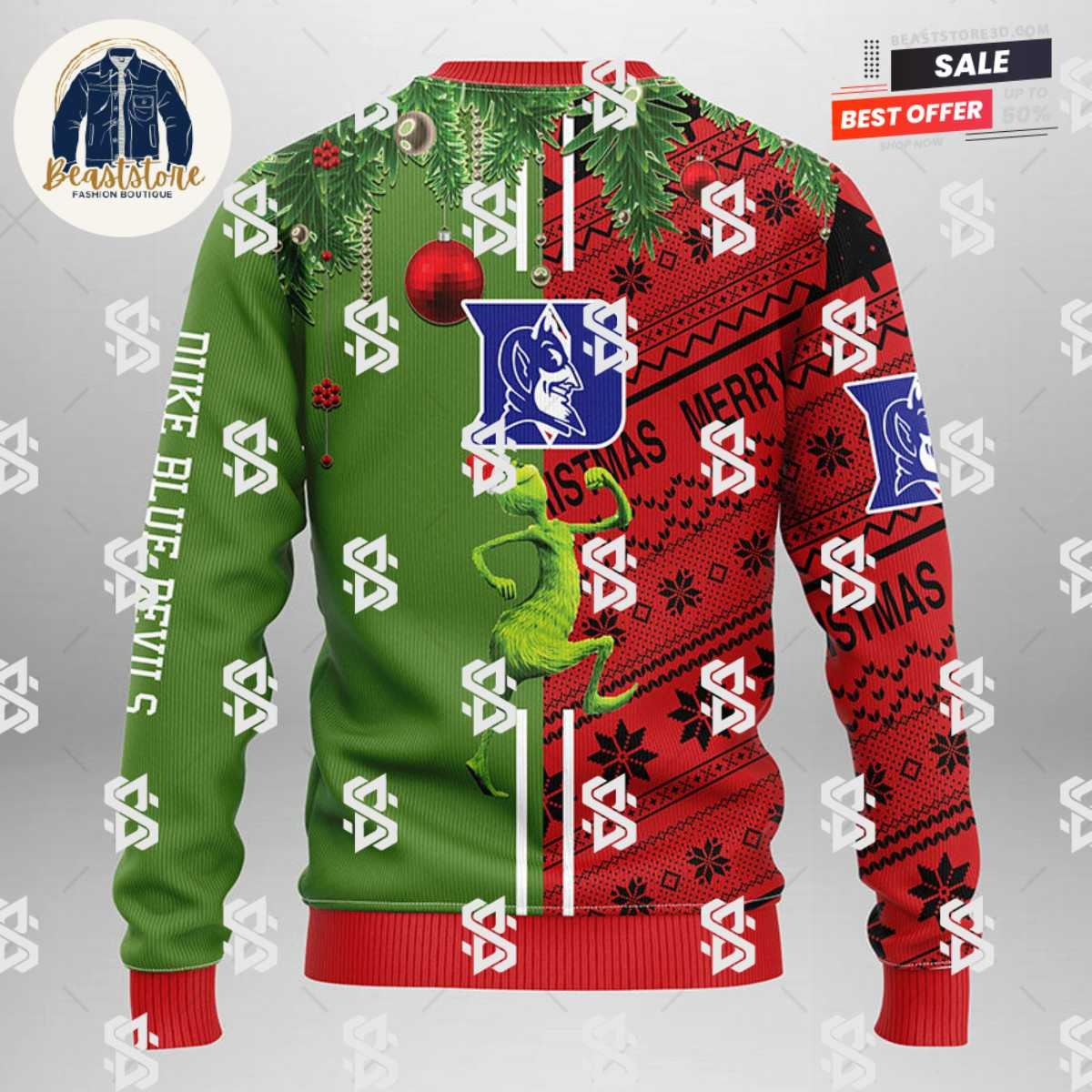 Duke Blue Devils Grinch & Scooby-doo Christmas Ugly Sweater