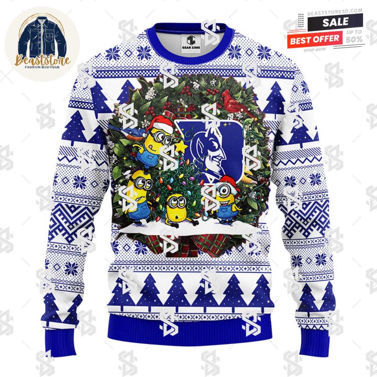 Duke Blue Devils Minion Christmas Ugly Sweater