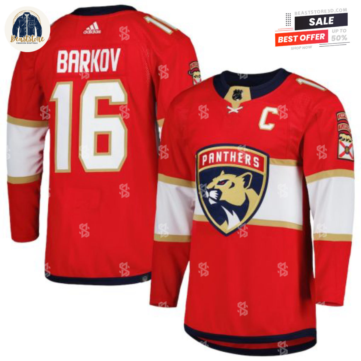 Florida Panthers Aleksander Barkov Red Home Adidas NHL Hockey Jerseys