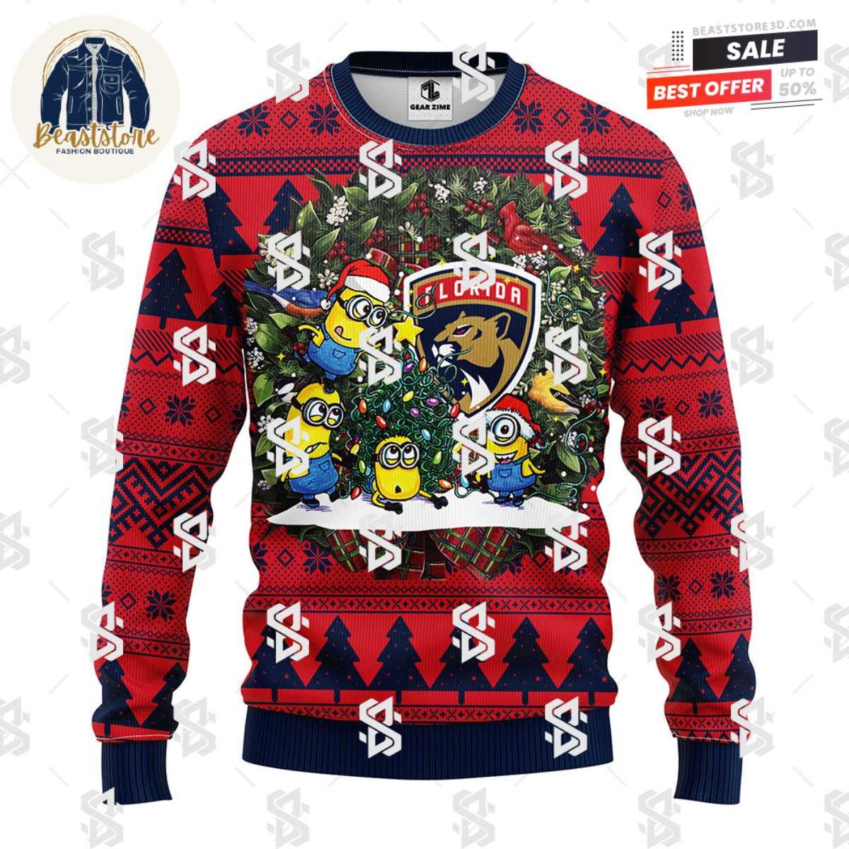 Florida Panthers Minion Christmas Ugly Sweater
