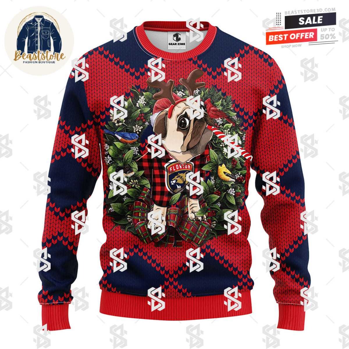 Florida Panthers Pub Dog Christmas Ugly Sweater