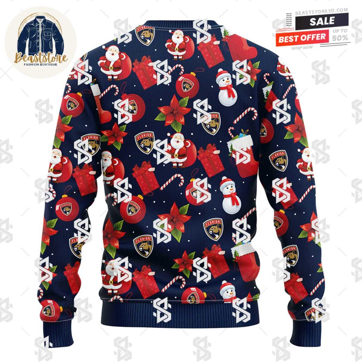 Florida Panthers Santa Claus Snowman Christmas Ugly Sweater