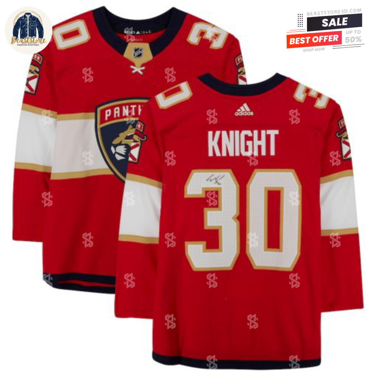 Florida Panthers Spencer Knight Red Adidas NHL Hockey Jerseys