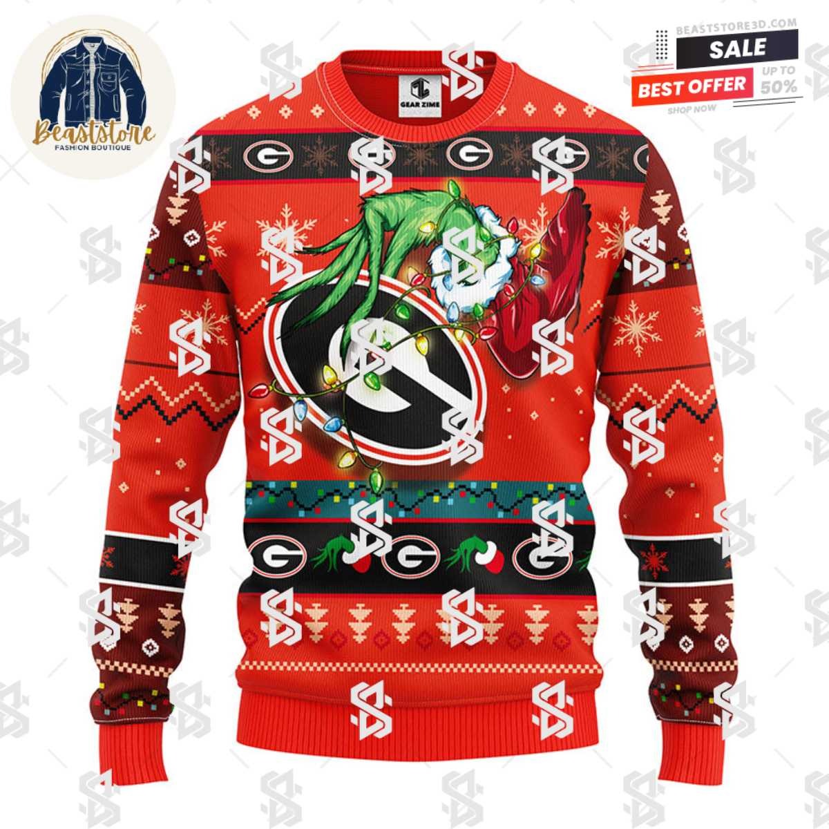 Georgia Bulldogs Grinch Christmas Ugly Sweater