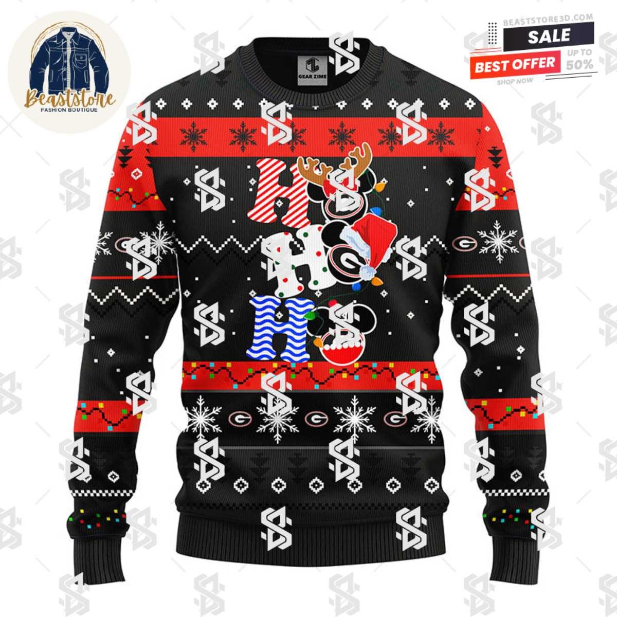 Georgia Bulldogs Hohoho Mickey Christmas Ugly Sweater