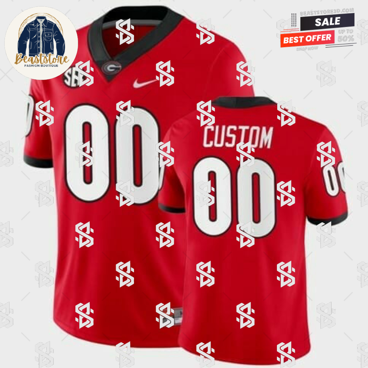 Georgia Bulldogs Jersey Custom Red College Football Home Game