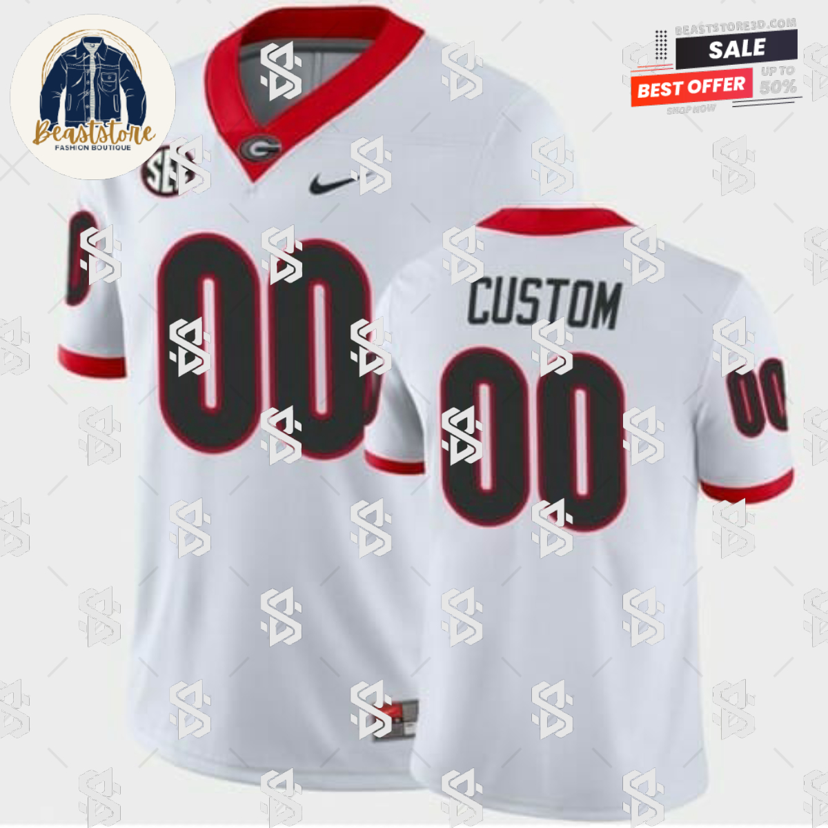 Georgia Bulldogs Jersey Custom White College Football Away Game