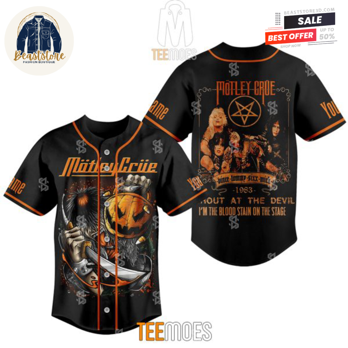 Halloween Motley Crue Customized Baseball Jersey