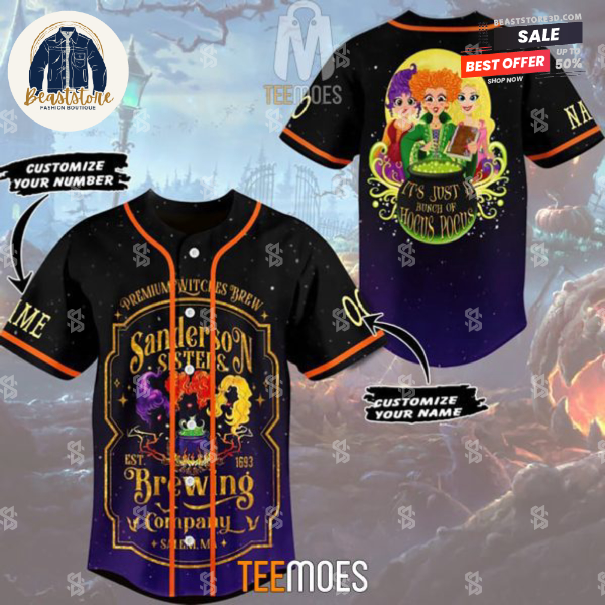Hocus Pocus Sanderson Sisters Customized Baseball Jersey