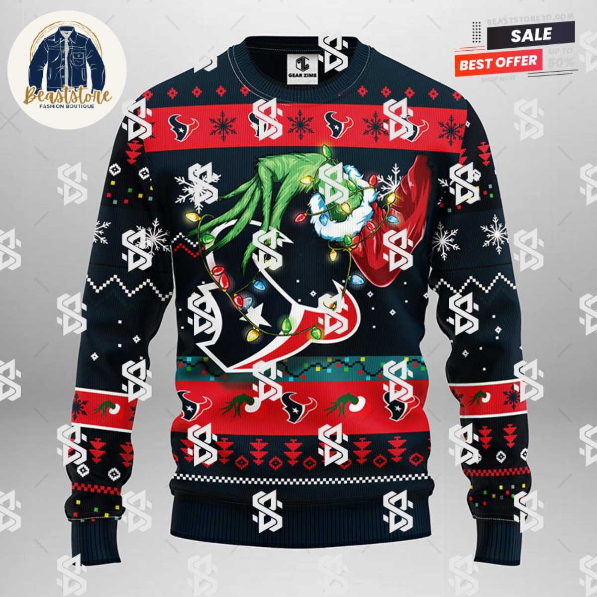 Houston Texans Grinch Christmas Ugly Sweater
