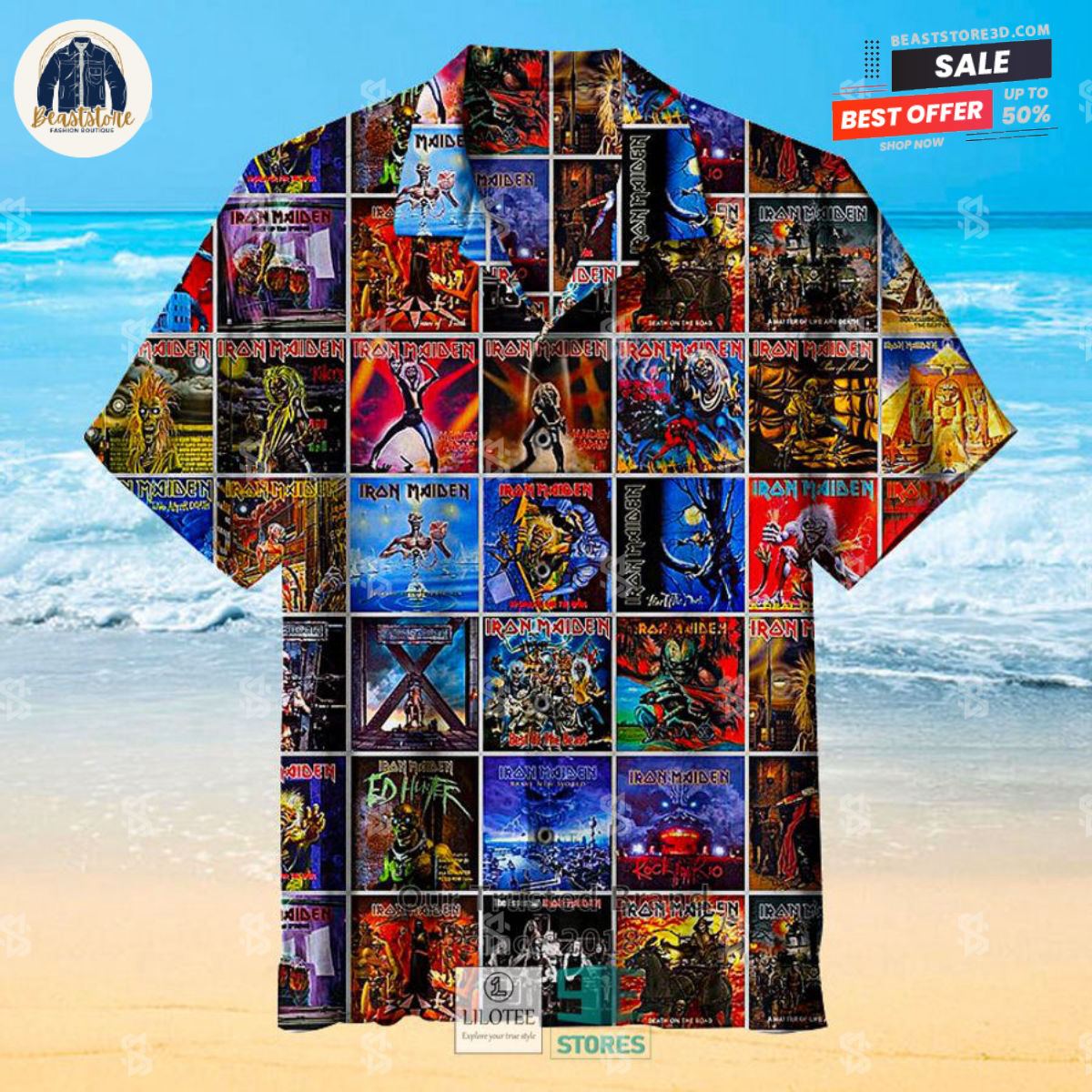 Iron Maiden Album Covers Hawaiian Shirt And Beach Shorts