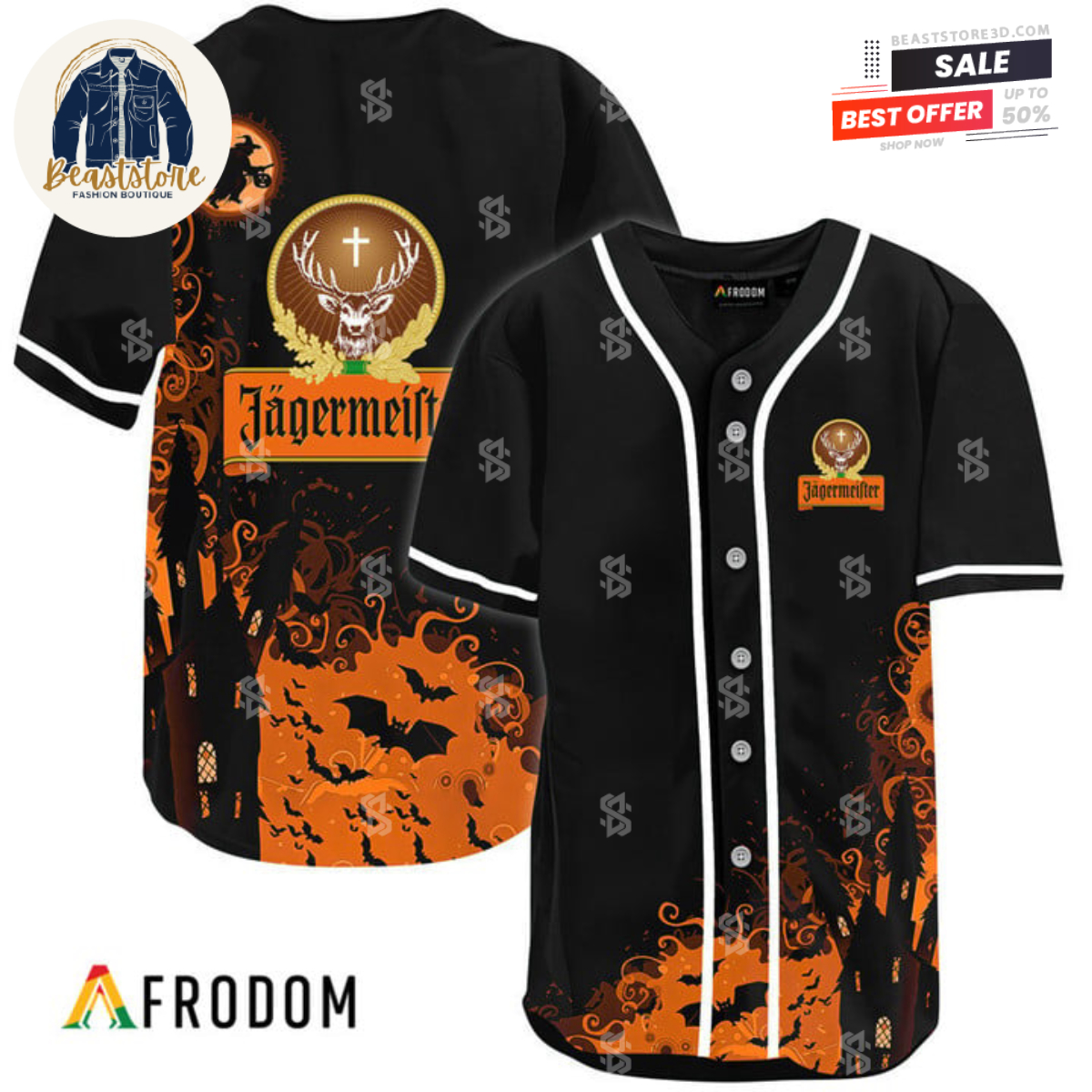 Jagermeister Black Witch Halloween Baseball Jersey