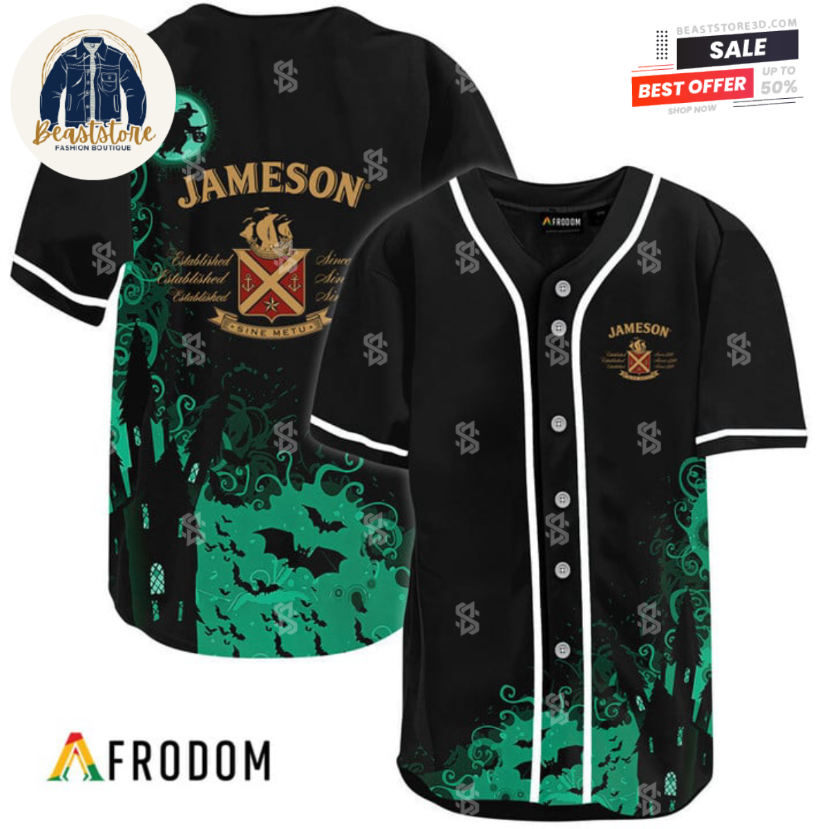 Jameson Black Witch Halloween Baseball Jersey