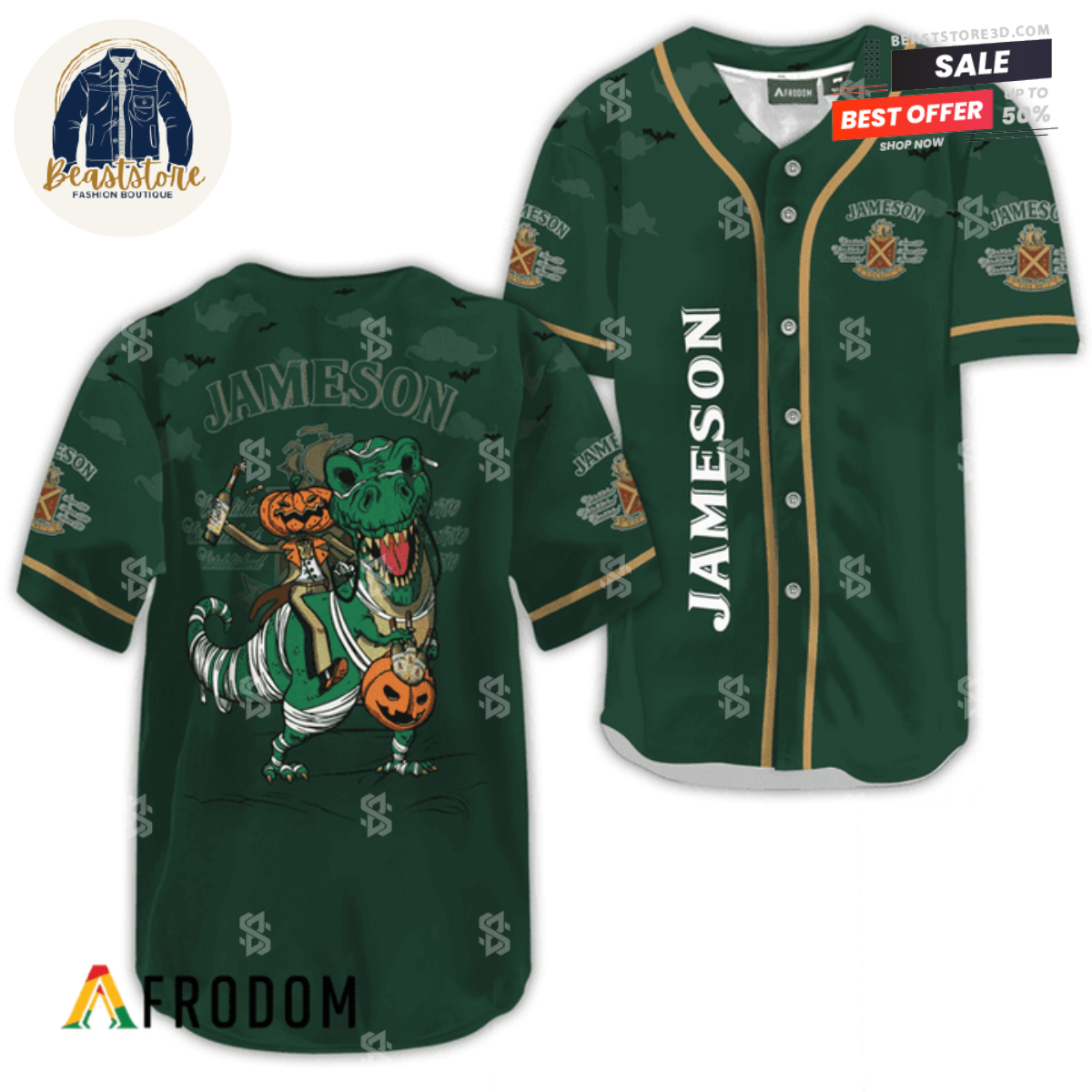 Jameson Green Dinosaur Halloween Baseball Jersey
