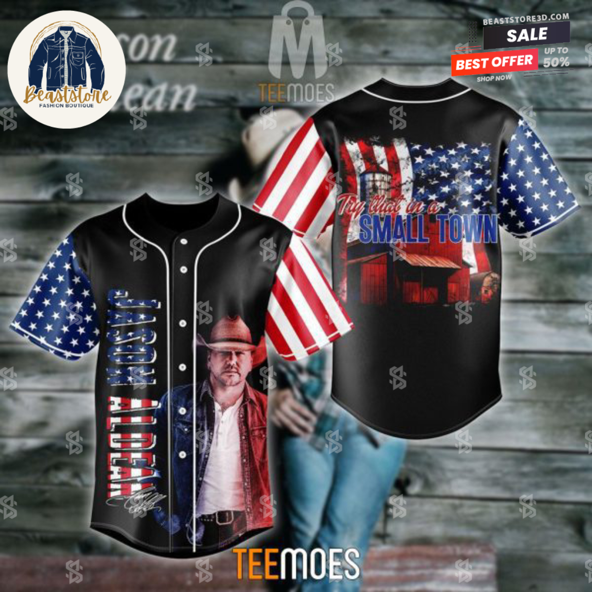 Jason Aldean American Flag Try That In A Small Town Baseball Jersey