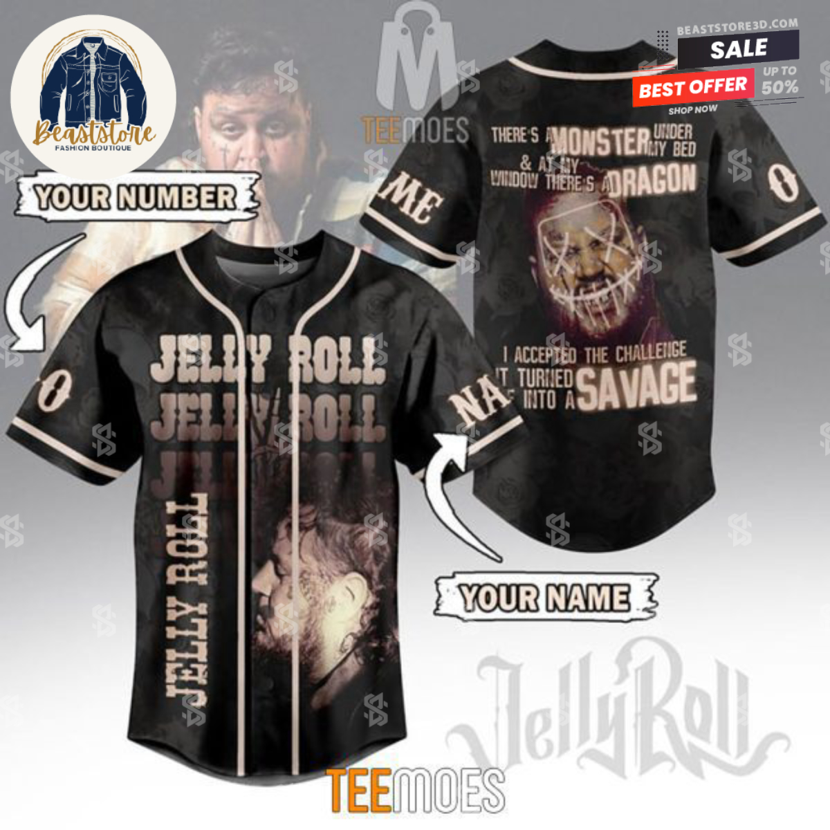 Jelly Roll 2023 Tour Customized Baseball Jersey