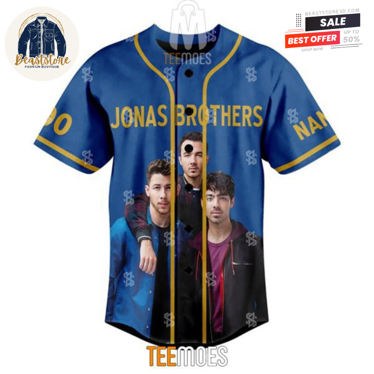 Jonas Brothers Blue Customized Baseball Jersey