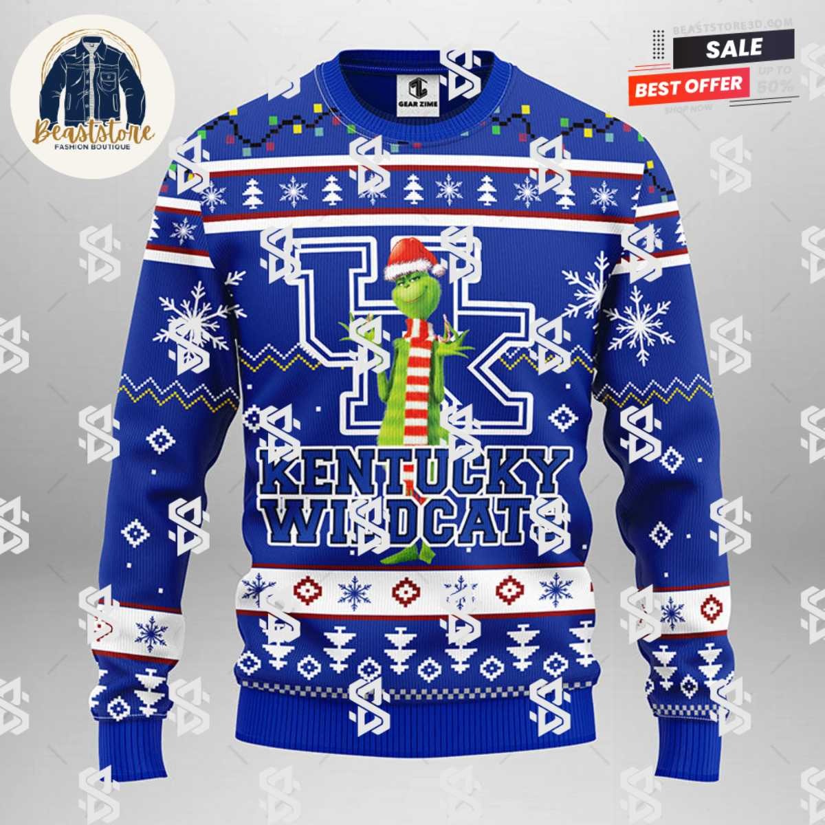Kentucky Wildcats Funny Grinch Christmas Ugly Sweater