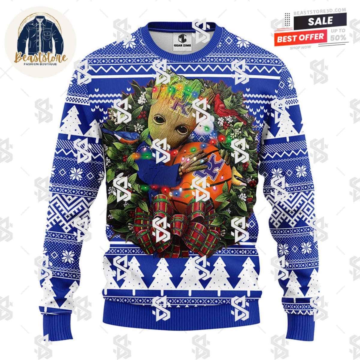 Kentucky Wildcats Groot Hug Christmas Ugly Sweater