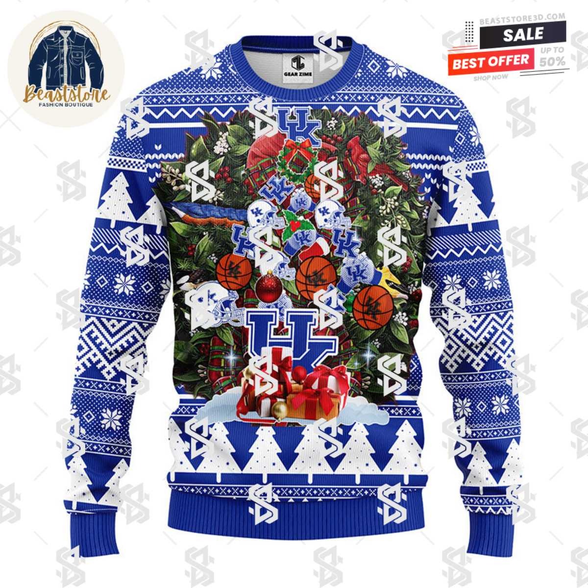 Kentucky Wildcats Tree Ugly Christmas Fleece Sweater