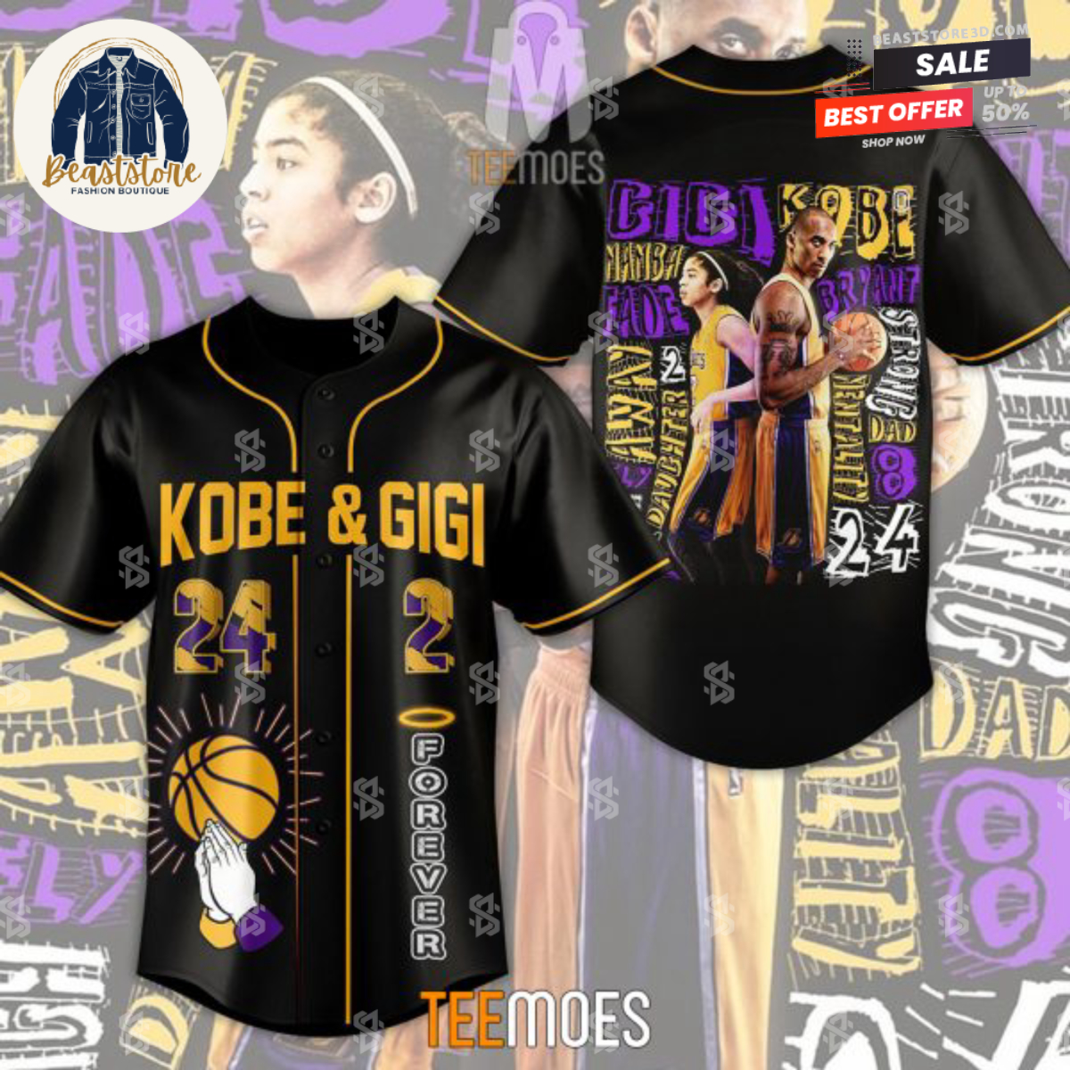 Kobe Bryant And Gigi Baseball Jersey