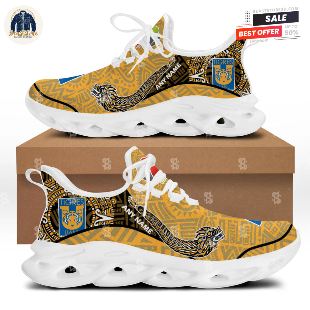 LIGA MX Tigres UANL Aztec Customized Max Soul Shoes