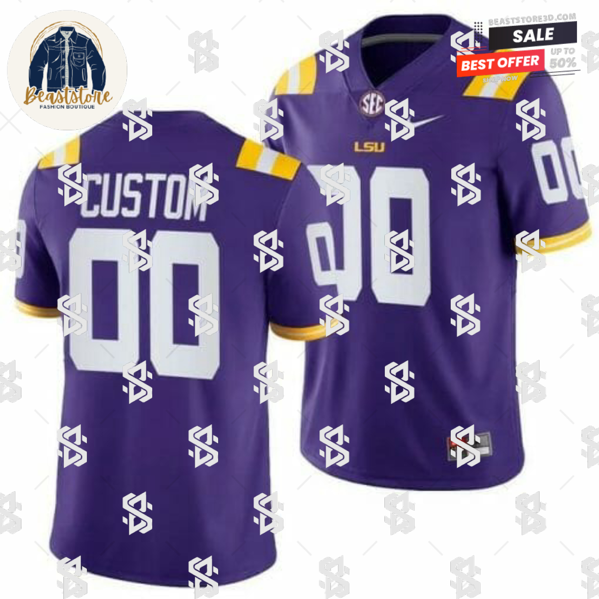 LSU Tigers Custom Jersey Purple 2021-22 College Football Game Jersey