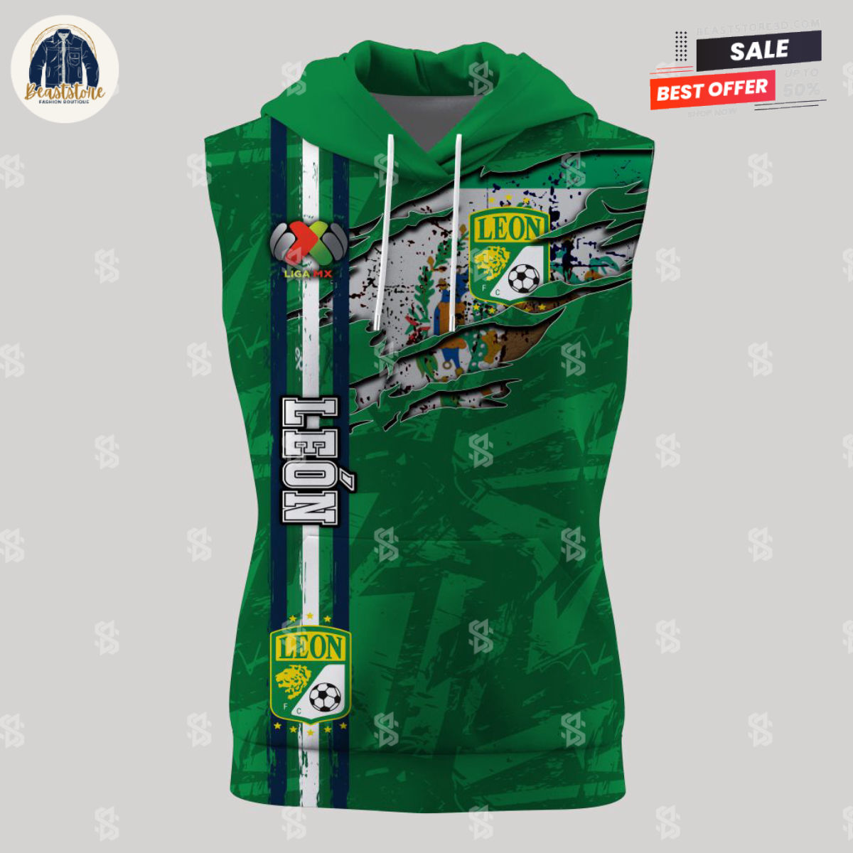 Liga MX Club Leon Customized Sleeveless Hoodie