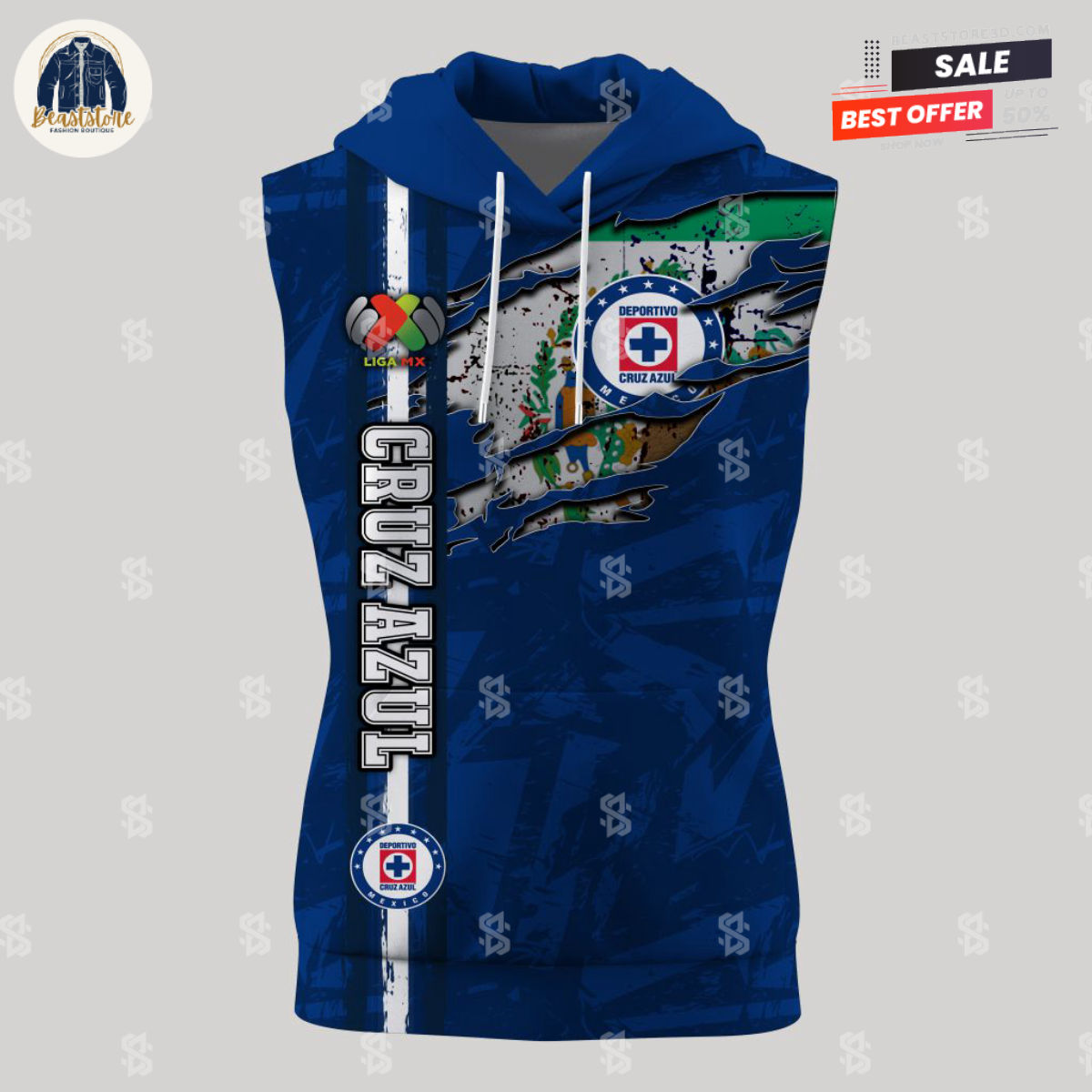 Liga MX Cruz Azul Sleeveless Hoodie