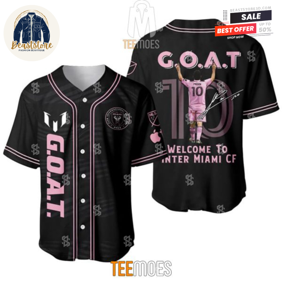 Lionel Messi Goat Welcome To Inter Miami Customized Baseball Jersey