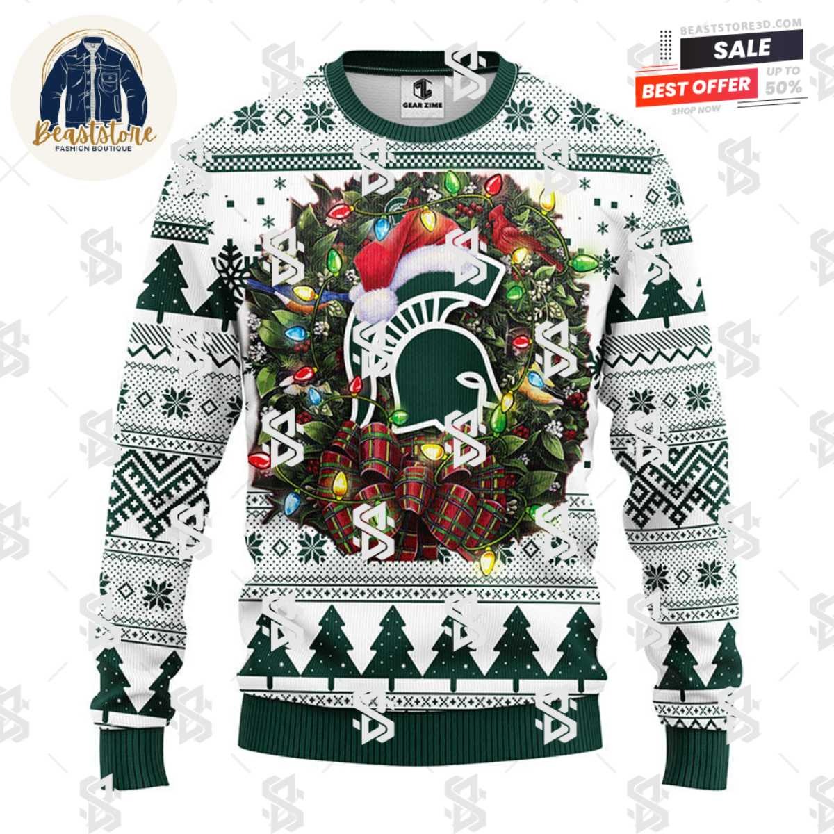 Michigan State Spartans Christmas Ugly Sweater
