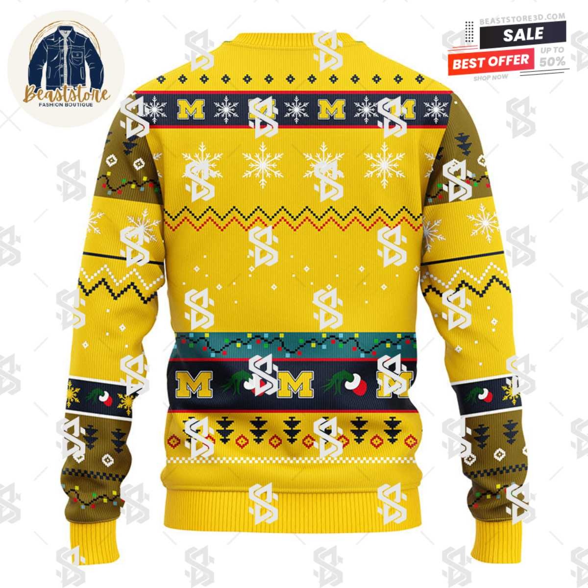 Michigan Wolverines 12 Grinch Xmas Day Christmas Ugly Sweater