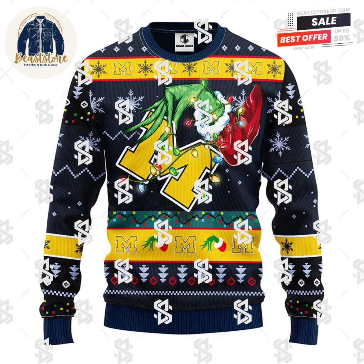 Michigan Wolverines Grinch Christmas Ugly Sweater