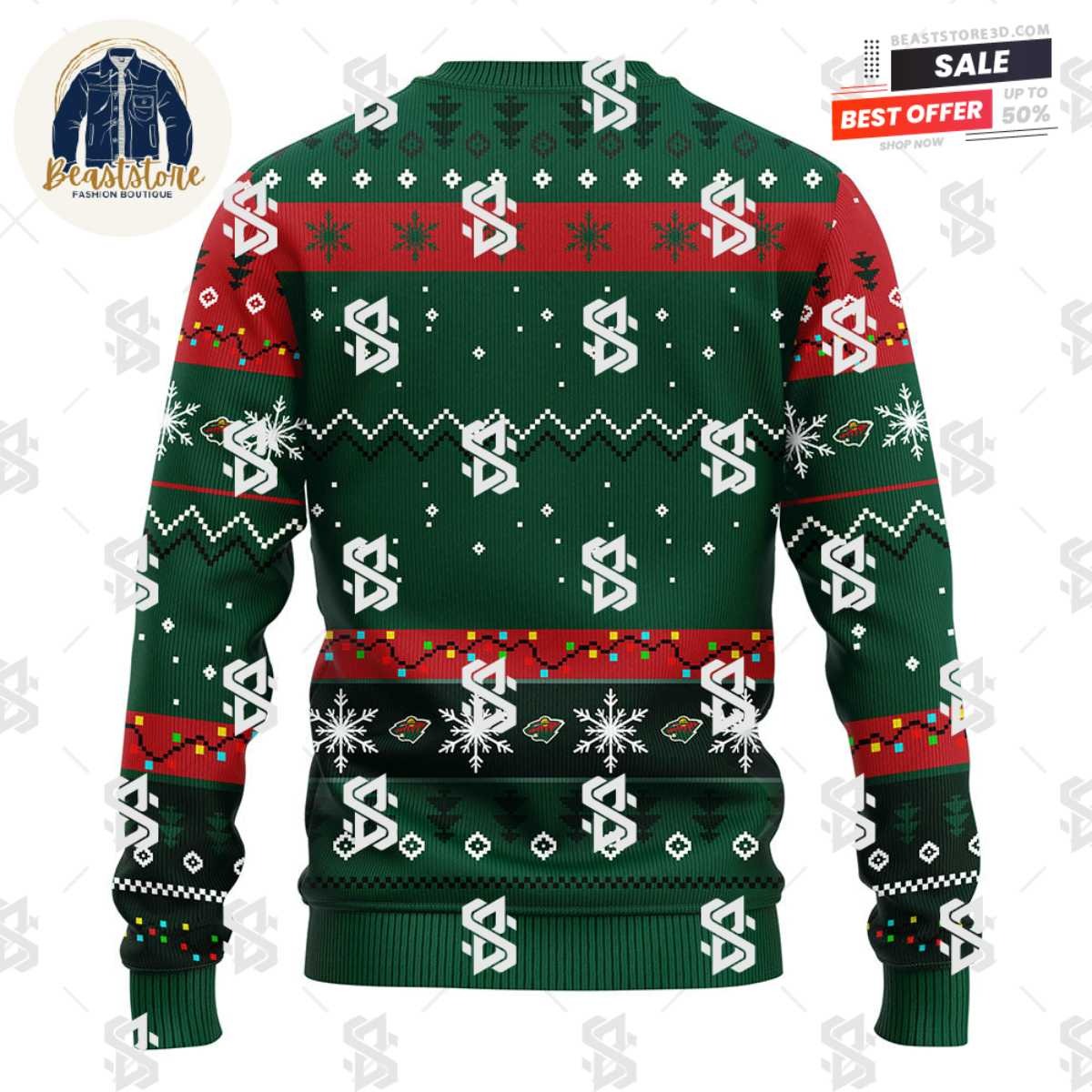 Minnesota Wild Dabbing Santa Claus Christmas Ugly Sweater