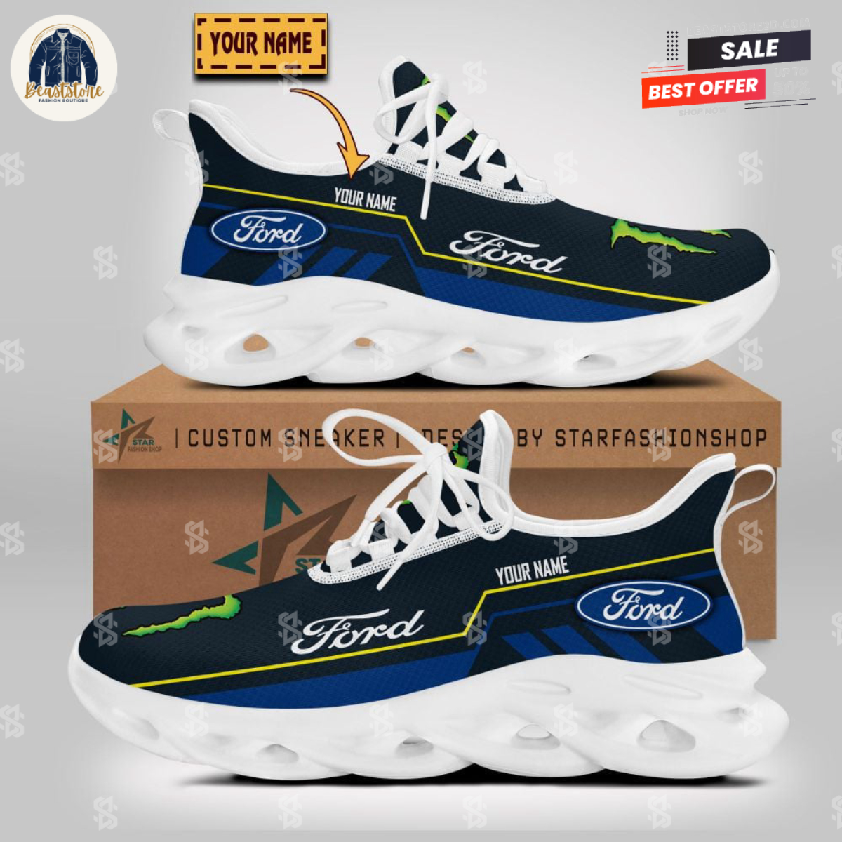 Monster Ford Motor Logo Personalized Max Soul Shoes