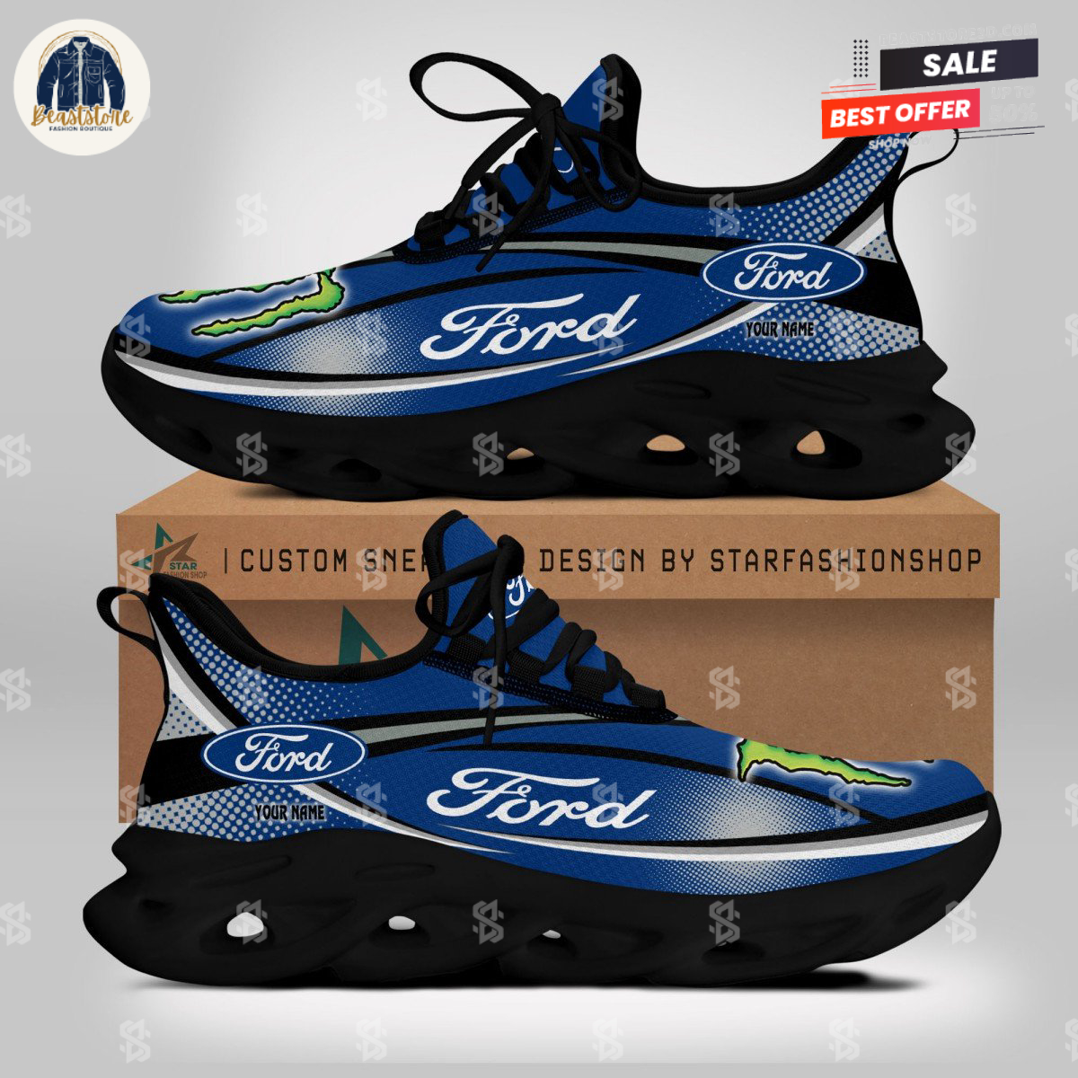 Monster Ford Motor Logo Special Personalized Blue Max Soul Shoes
