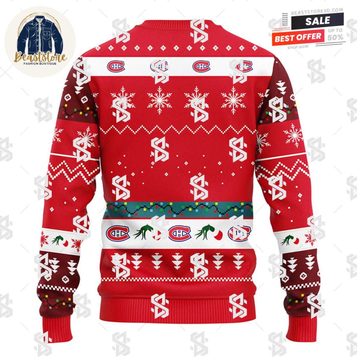 Montreal Canadians 12 Grinch Xmas Day Christmas Ugly Sweater