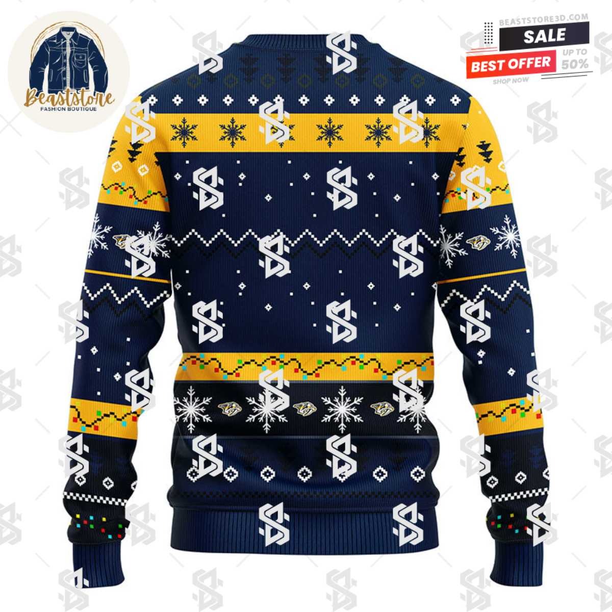 Nashville Predators Dabbing Santa Claus Christmas Ugly Sweater