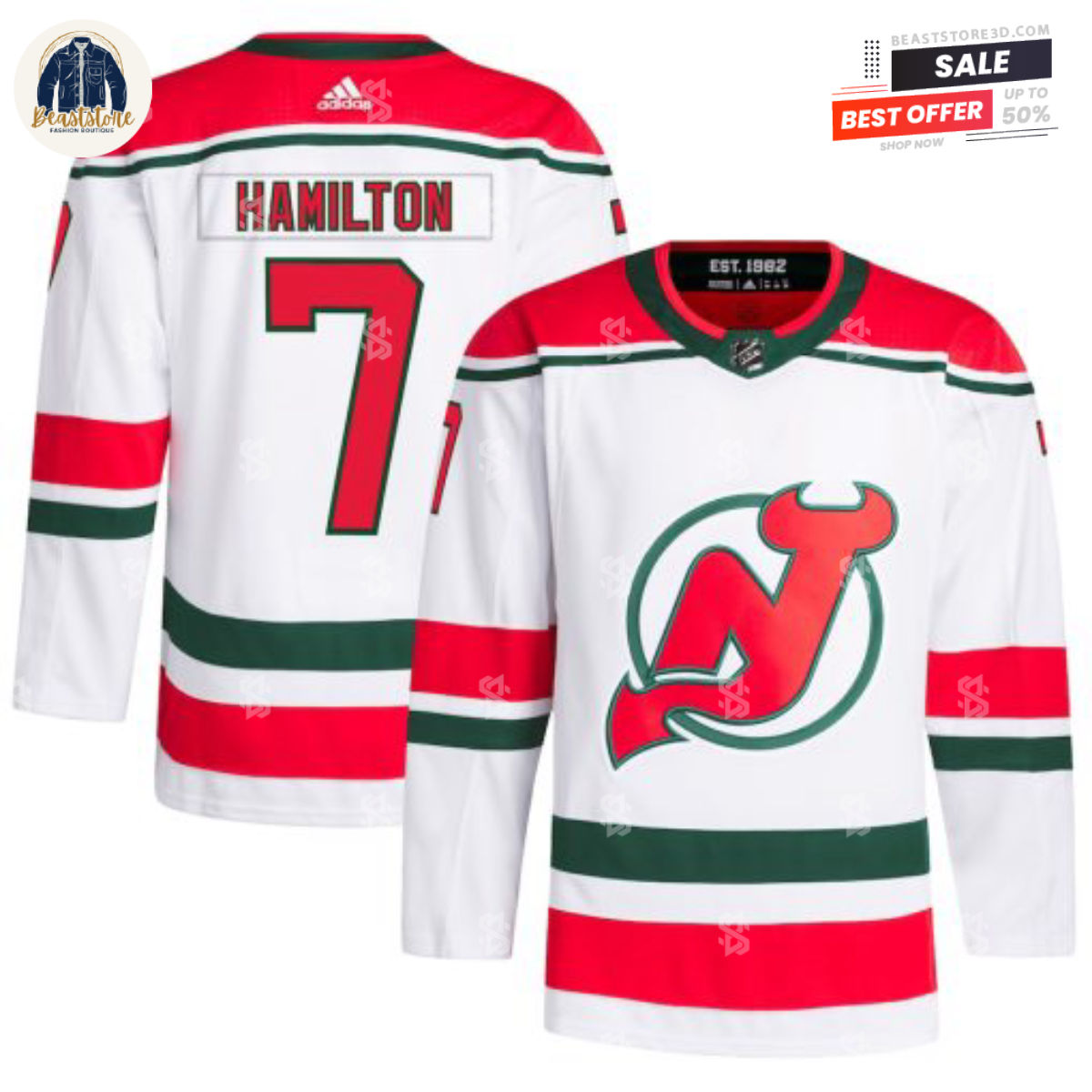 New Hockey Jerseys Devils Dougie Hamilton White Heritage Adidas NHL Hockey Jerseys