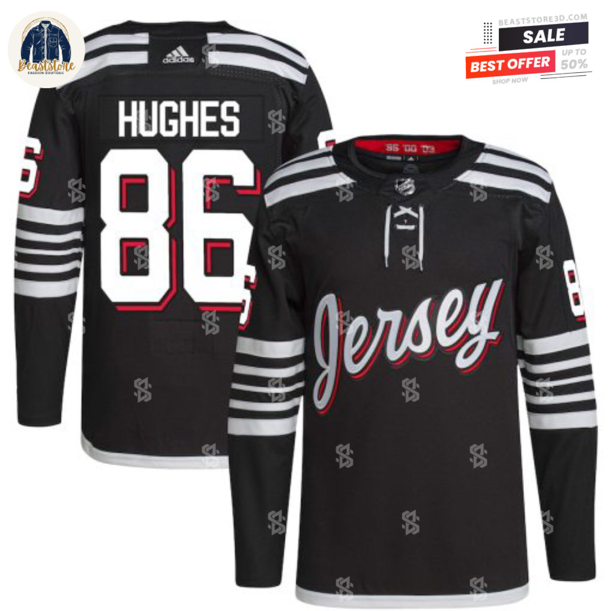 New Hockey Jerseys Devils Nico Hischier Black Alternate Adidas NHL Hockey Jerseys