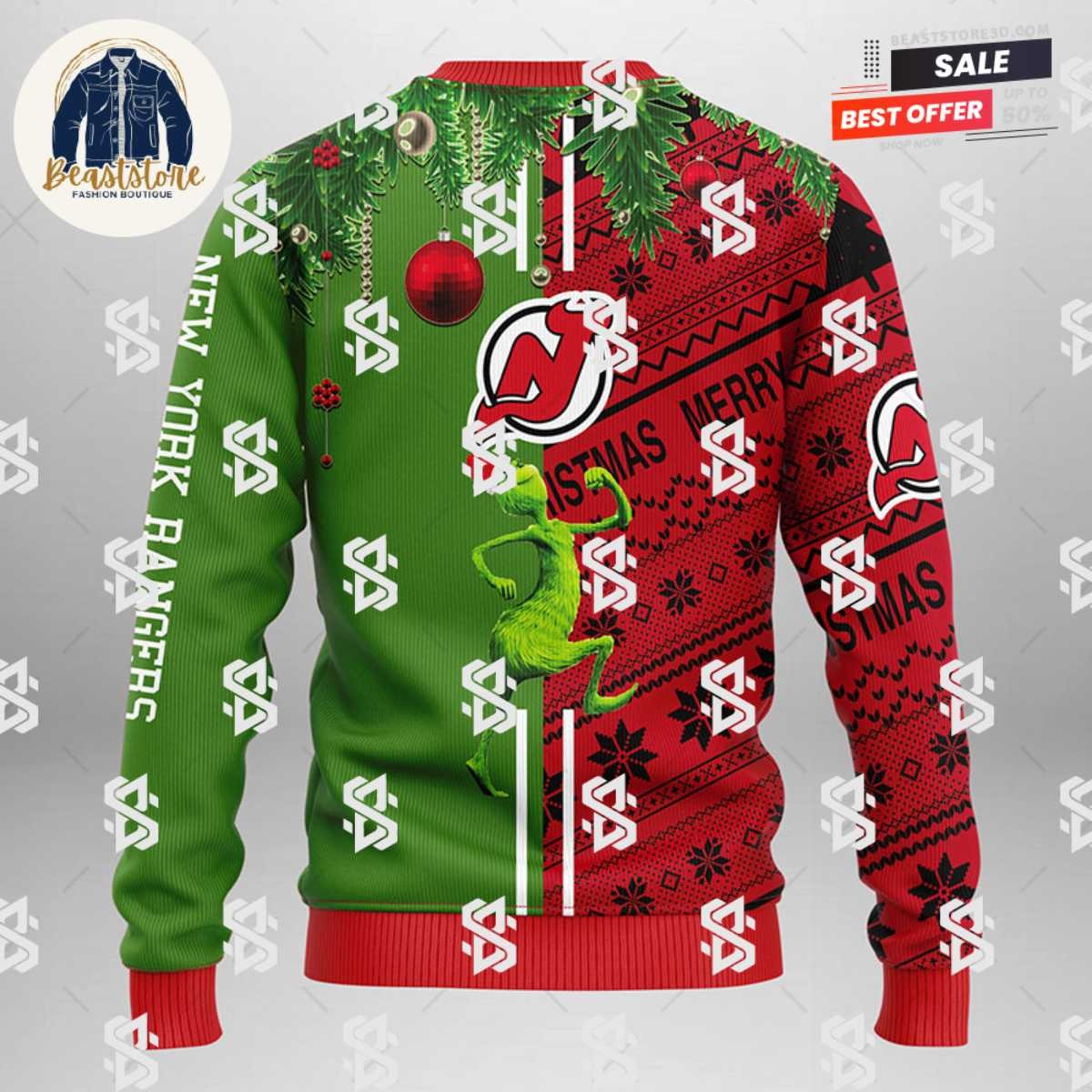 New Jersey Devils Grinch & Scooby-doo Christmas Ugly Sweater