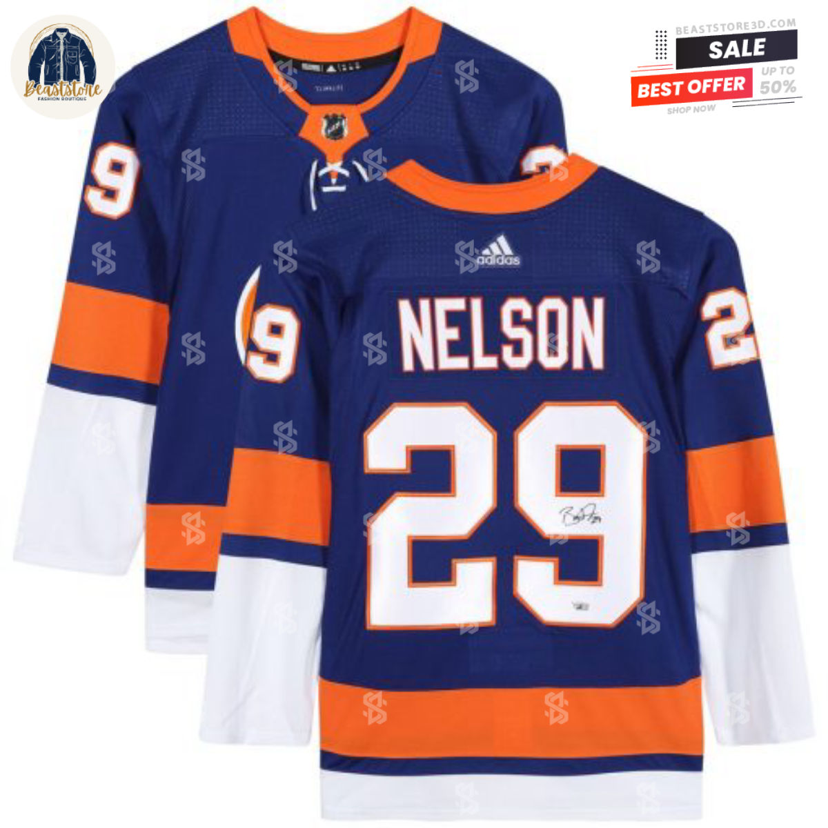 New York Islanders Blue Adidas Brock Nelson NHL Hockey Jerseys