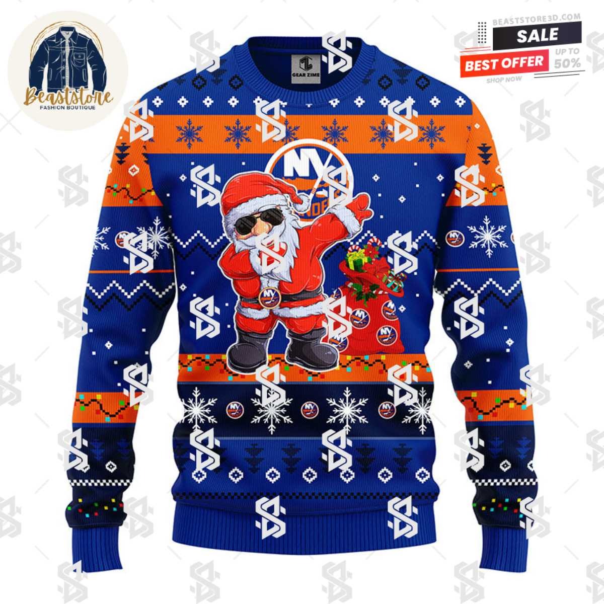 New York Islanders Dabbing Santa Claus Christmas Ugly Sweater