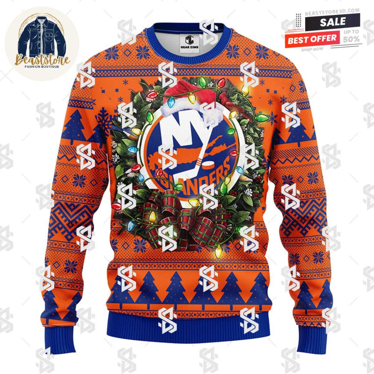 New York Islanders Tree Ugly Christmas Fleece Sweater