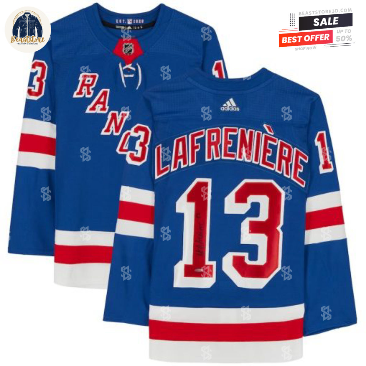 New York Rangers Alexis Lafreniere Blue Adidas NHL Hockey Jerseys