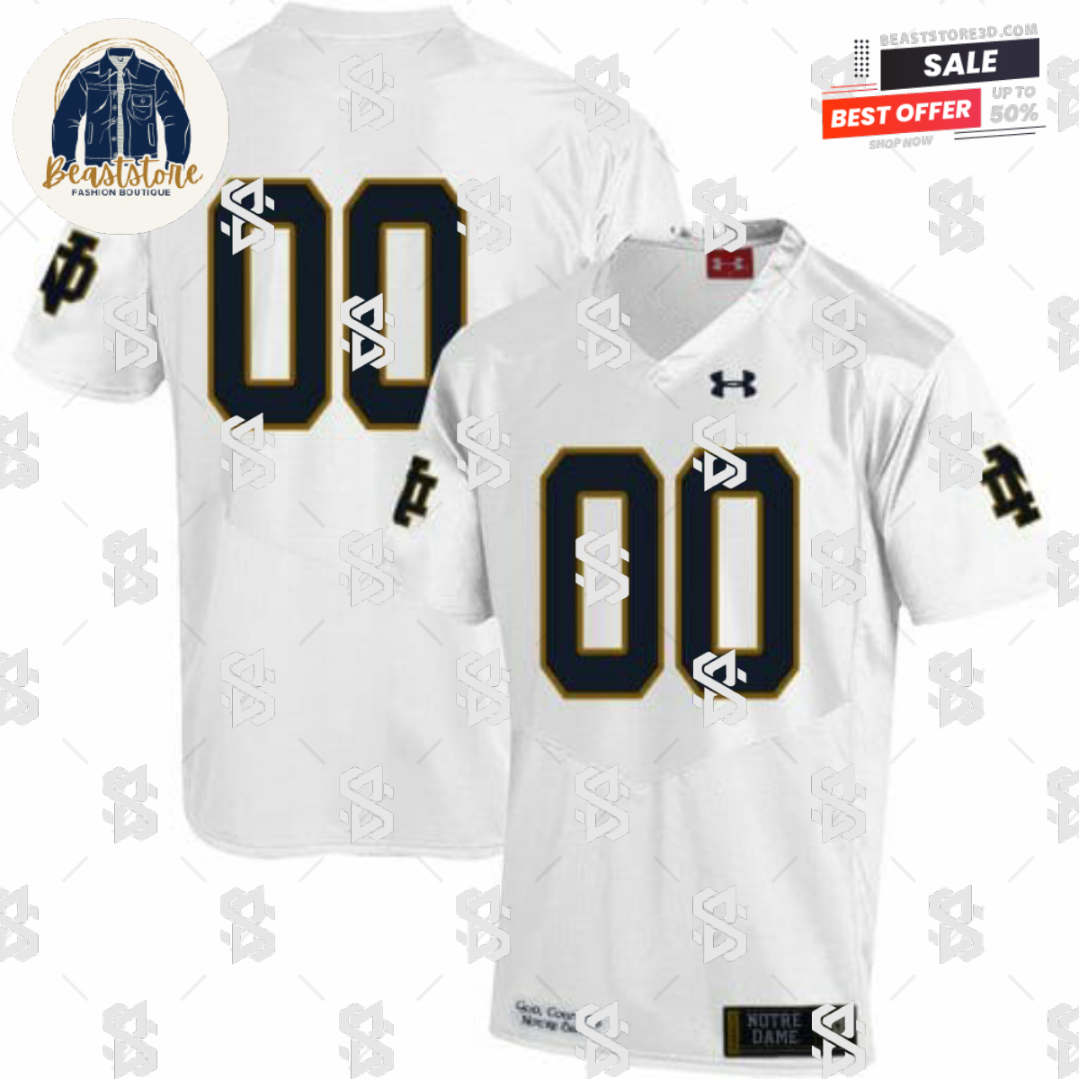 Notre Dame Fighting Irish Custom Jersey Football White