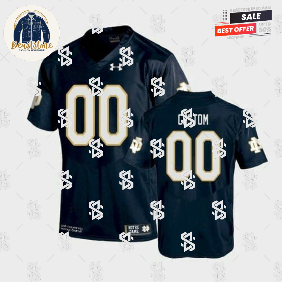 Notre Dame Fighting Irish Custom Jersey NCAA Football Navy